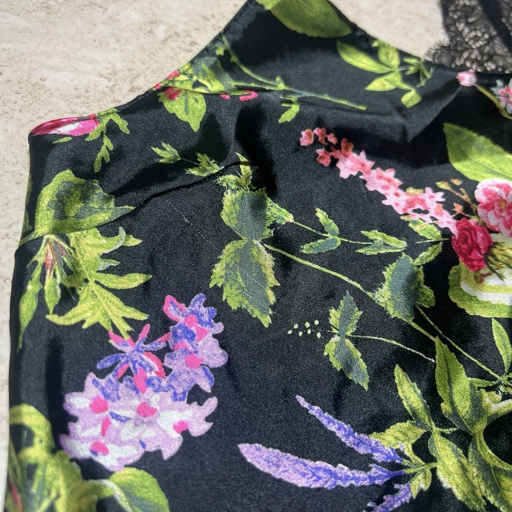 Victoria's Secret Black Floral Satin Lace Racerback Lingerie Camisole Sz Medium - Picture 9 of 10